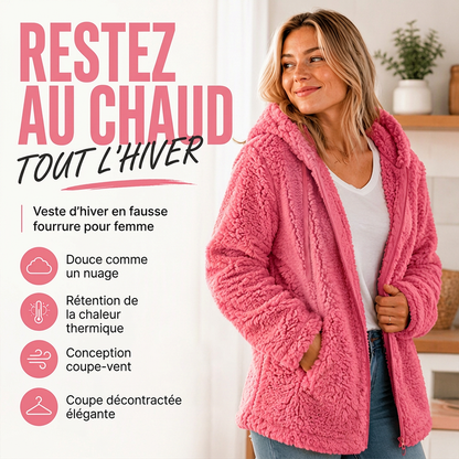 Veste polaire à capuche et à fermeture éclair pour femme