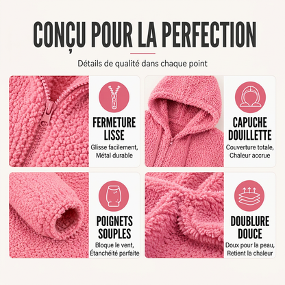 Veste polaire à capuche et à fermeture éclair pour femme