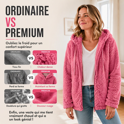 Veste polaire à capuche et à fermeture éclair pour femme