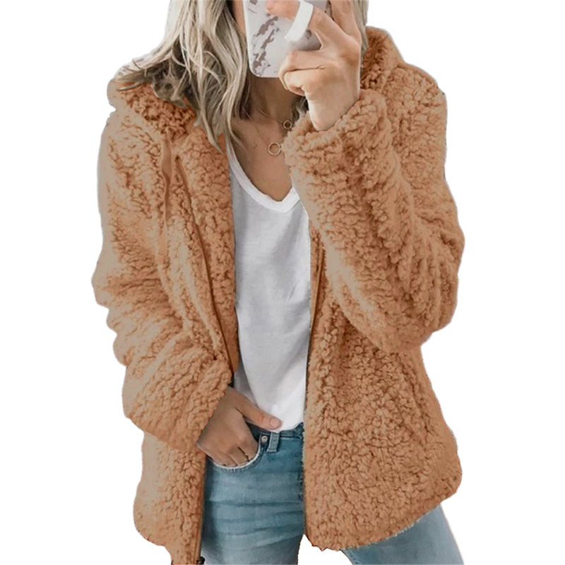 Veste polaire à capuche et à fermeture éclair pour femme
