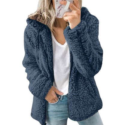 Veste polaire à capuche et à fermeture éclair pour femme