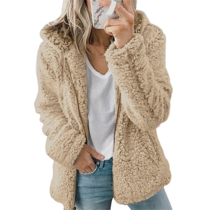 Veste polaire à capuche et à fermeture éclair pour femme