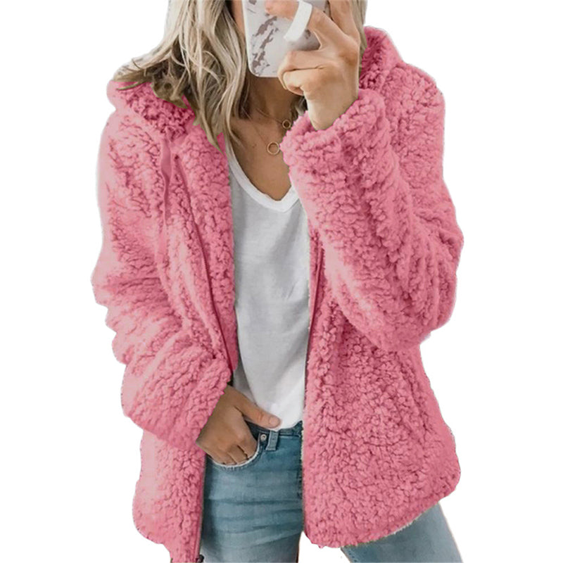 Veste polaire à capuche et à fermeture éclair pour femme