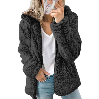 Veste polaire à capuche et à fermeture éclair pour femme