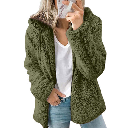 Veste polaire à capuche et à fermeture éclair pour femme