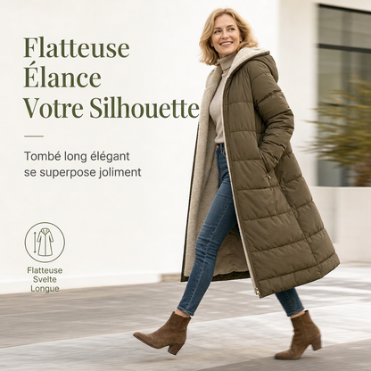 Manteau matelassé à capuche réversible et coupe ajustée
