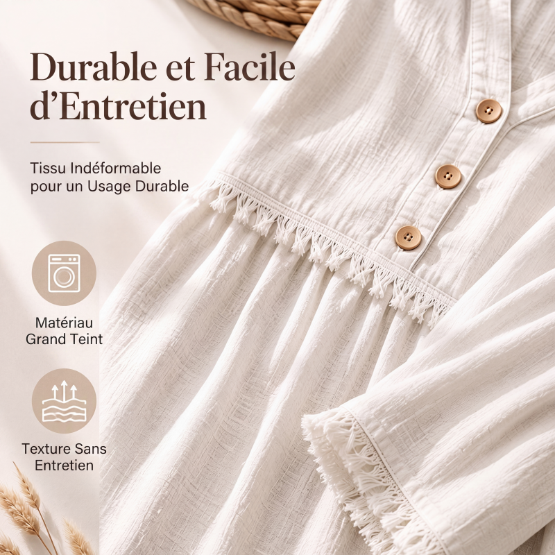 Haut décontracté pour femme, ample, à manches longues et à franges