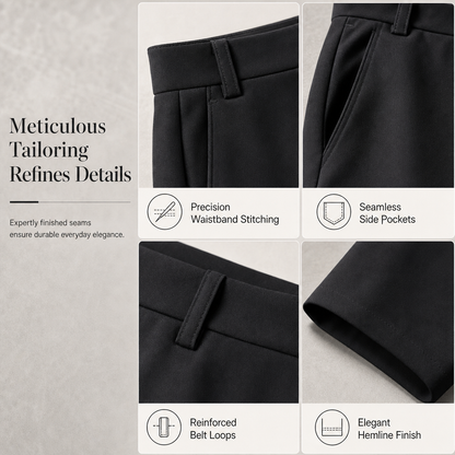 Pantalon décontracté pour femme, taille haute, coupe ajustée et jambes larges, au tombé fluide