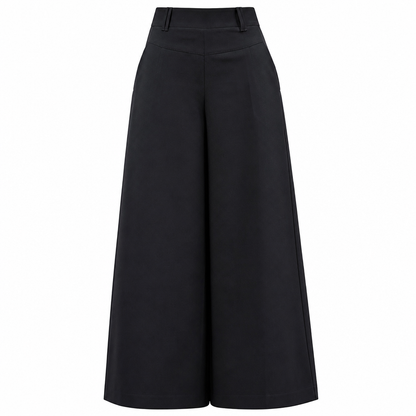 Pantalon décontracté pour femme, taille haute, coupe ajustée et jambes larges, au tombé fluide