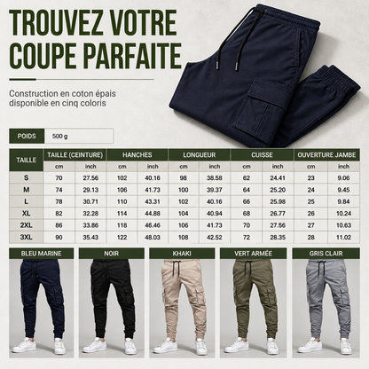 Pantalon cargo décontracté pour homme avec multiples poches et cordon de serrage