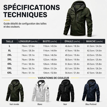 Veste à capuche adaptée à toutes les conditions météorologiques
