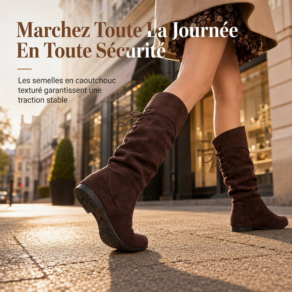 Bottes mi-mollet décontractées à lacets pour femmes