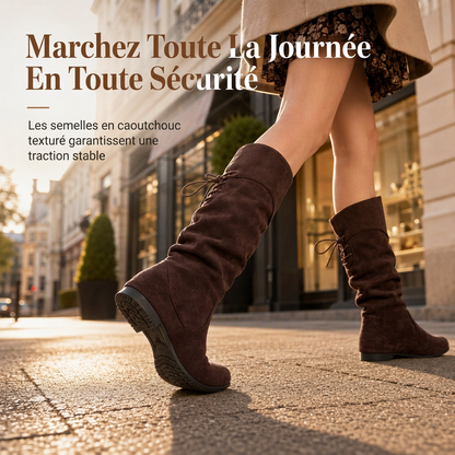 Bottes mi-mollet décontractées à lacets pour femmes