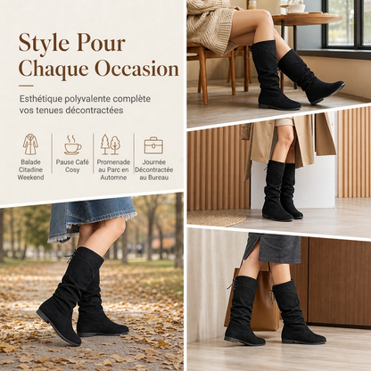 Bottes mi-mollet décontractées à lacets pour femmes