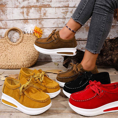Chaussures décontractées pour femmes à lacets avec semelle plateforme basse