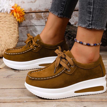 Chaussures décontractées pour femmes à lacets avec semelle plateforme basse