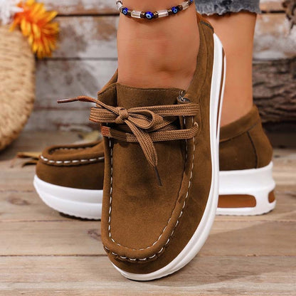 Chaussures décontractées pour femmes à lacets avec semelle plateforme basse