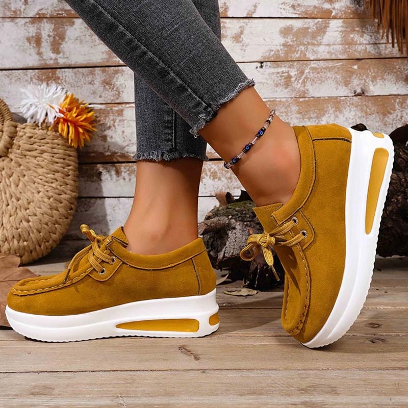 Chaussures décontractées pour femmes à lacets avec semelle plateforme basse