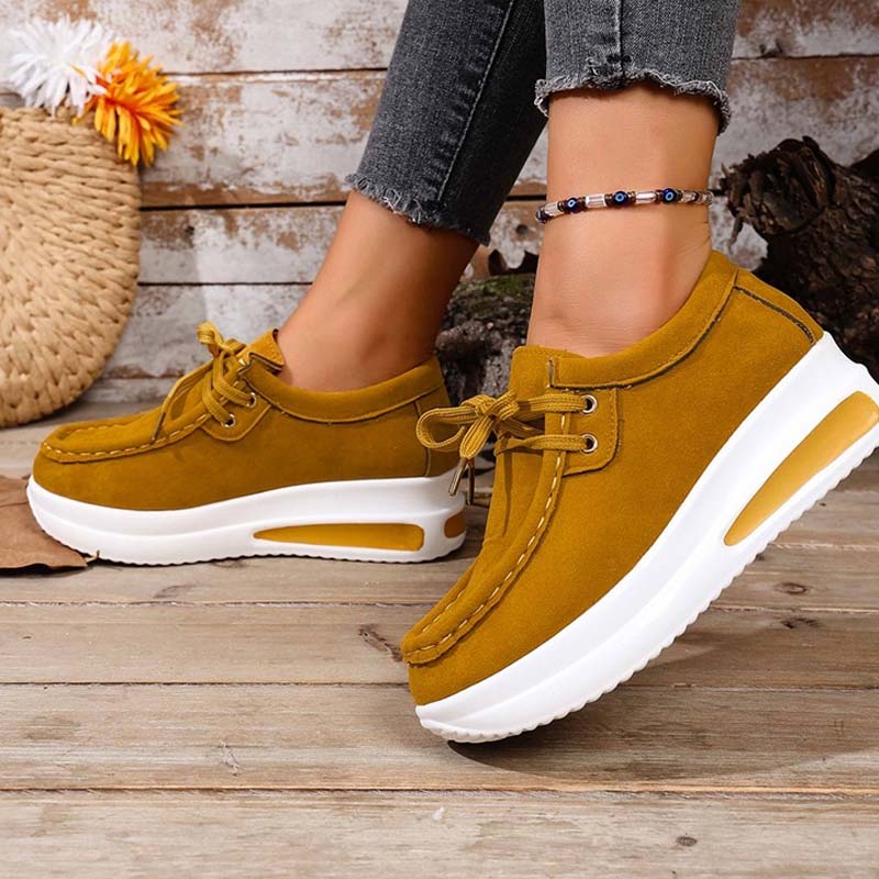 Chaussures décontractées pour femmes à lacets avec semelle plateforme basse