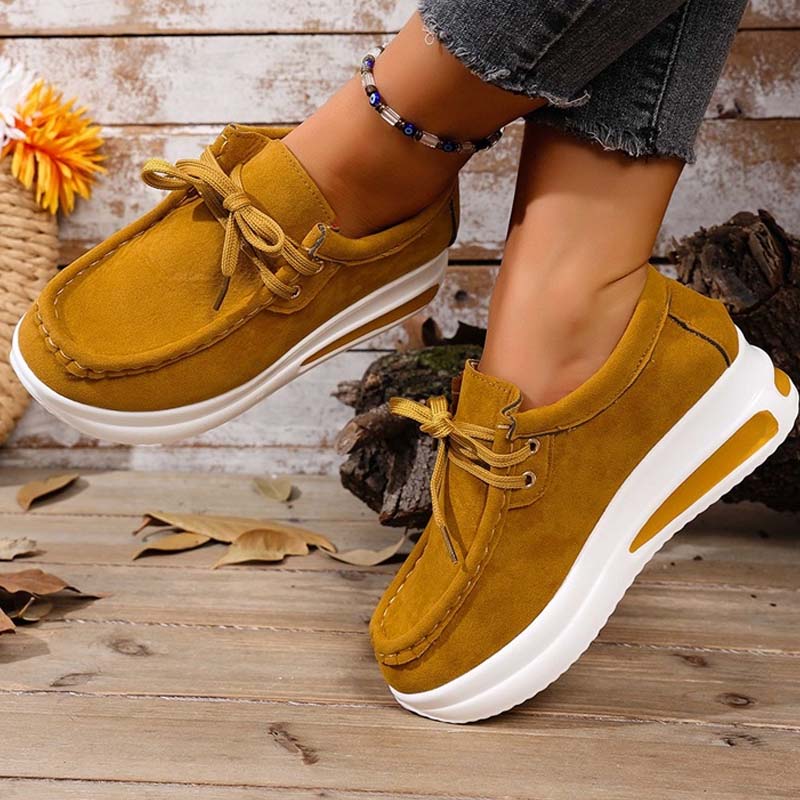 Chaussures décontractées pour femmes à lacets avec semelle plateforme basse