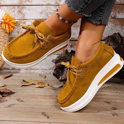 Chaussures décontractées pour femmes à lacets avec semelle plateforme basse