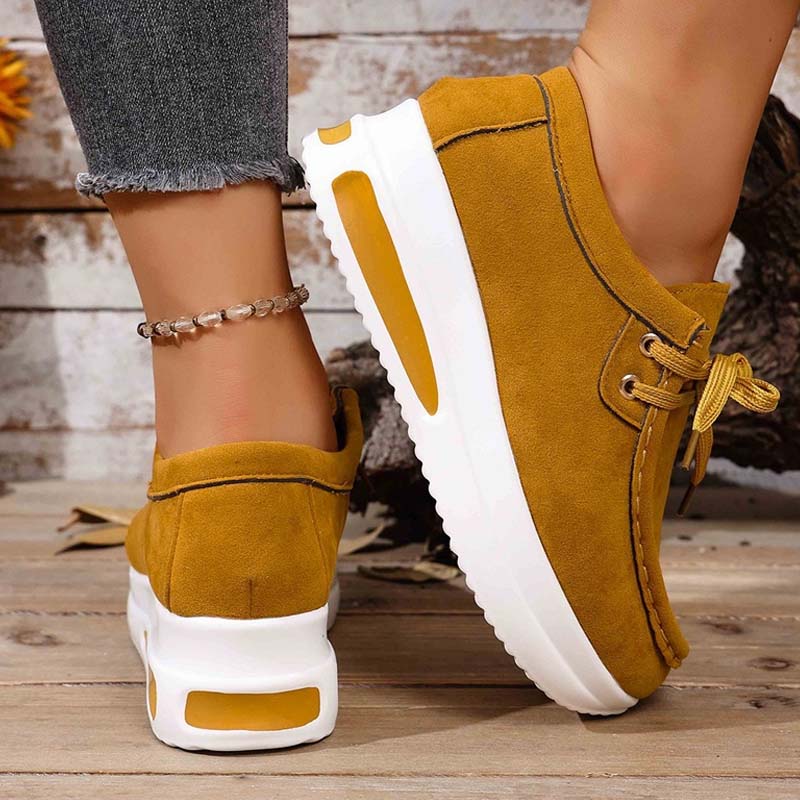 Chaussures décontractées pour femmes à lacets avec semelle plateforme basse