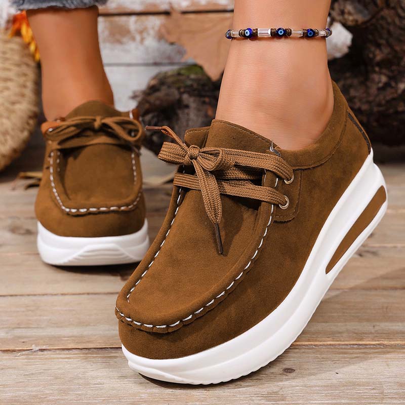 Chaussures décontractées pour femmes à lacets avec semelle plateforme basse