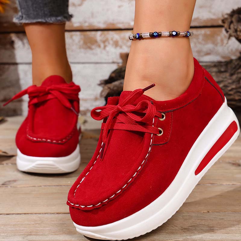 Chaussures décontractées pour femmes à lacets avec semelle plateforme basse