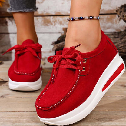 Chaussures décontractées pour femmes à lacets avec semelle plateforme basse