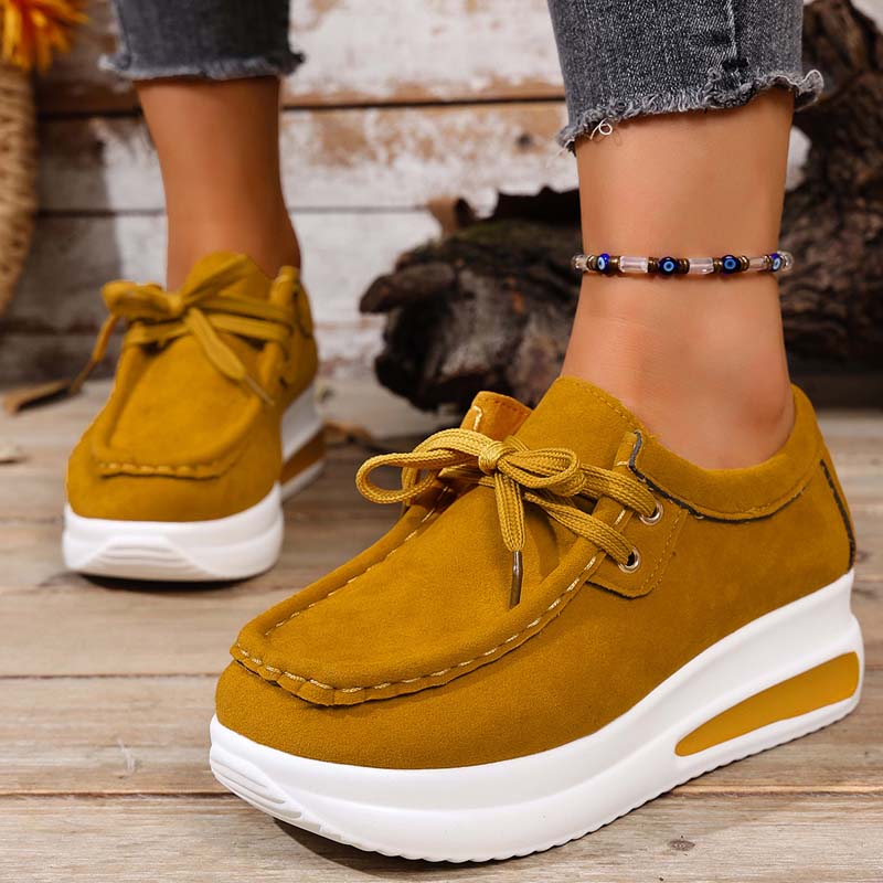 Chaussures décontractées pour femmes à lacets avec semelle plateforme basse