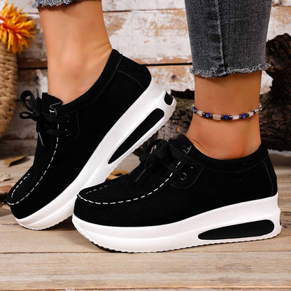 Chaussures décontractées pour femmes à lacets avec semelle plateforme basse