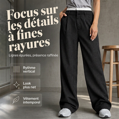 Pantalon femme taille haute jambe droite