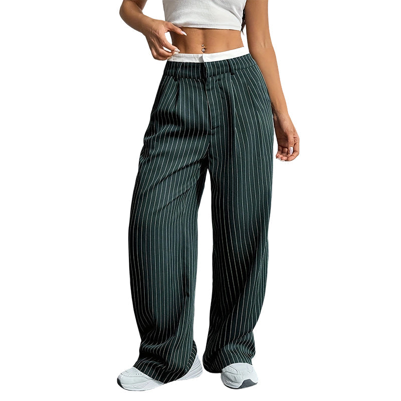 Pantalon femme taille haute jambe droite