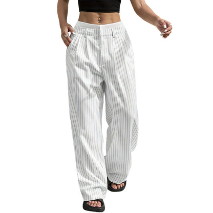Pantalon femme taille haute jambe droite
