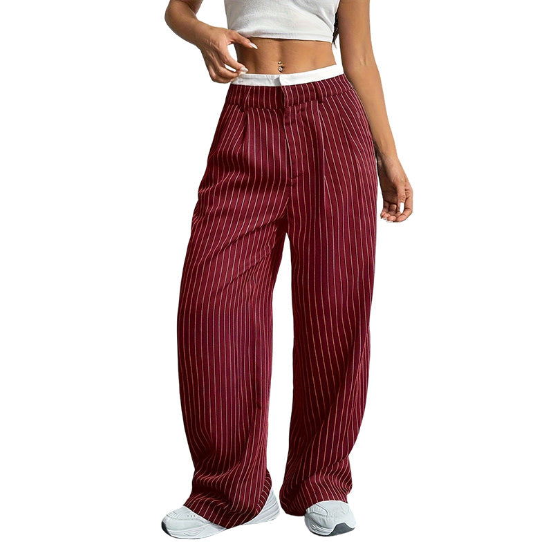 Pantalon femme taille haute jambe droite