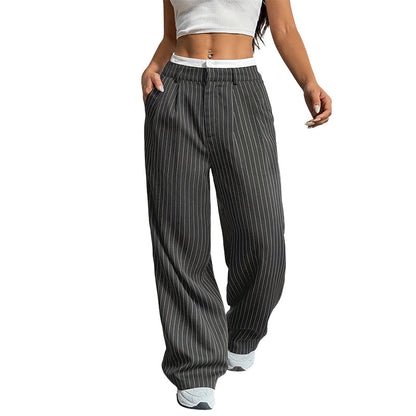 Pantalon femme taille haute jambe droite