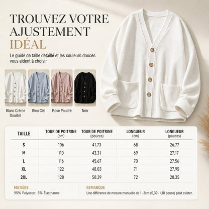 Cardigan décontracté pour femme en velours côtelé à col V
