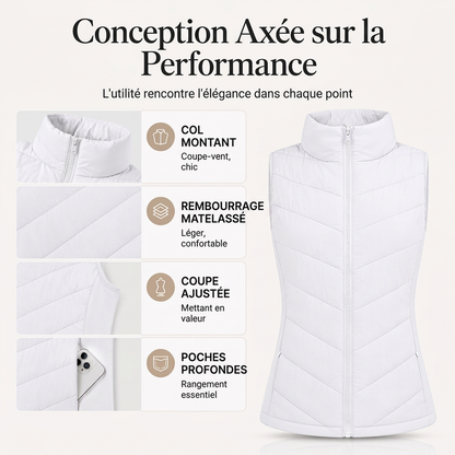 Gilet matelassé à col montant pour femme