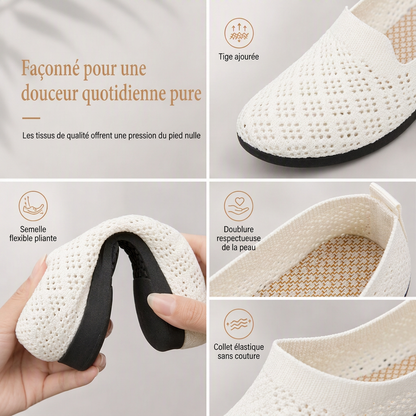 Ballerines à enfiler respirantes et ajourées pour femmes