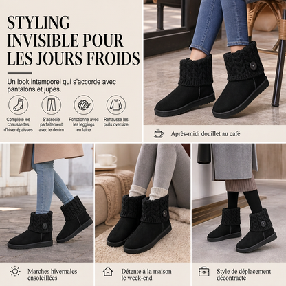 Bottes de neige mi-mollet pour femme, hiver