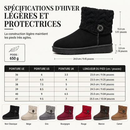 Bottes de neige mi-mollet pour femme, hiver