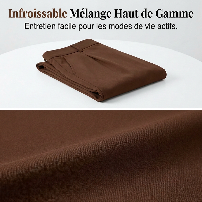 Pantalon large plissé taille haute pour femme