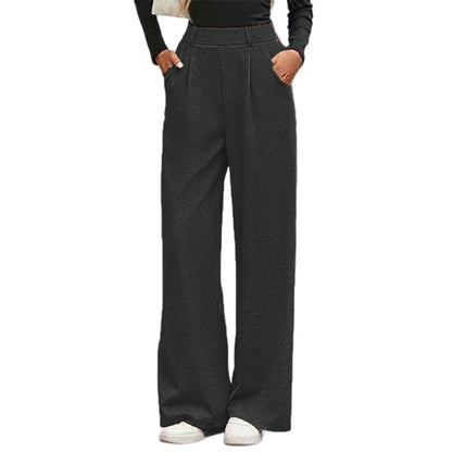 Pantalon large plissé taille haute pour femme