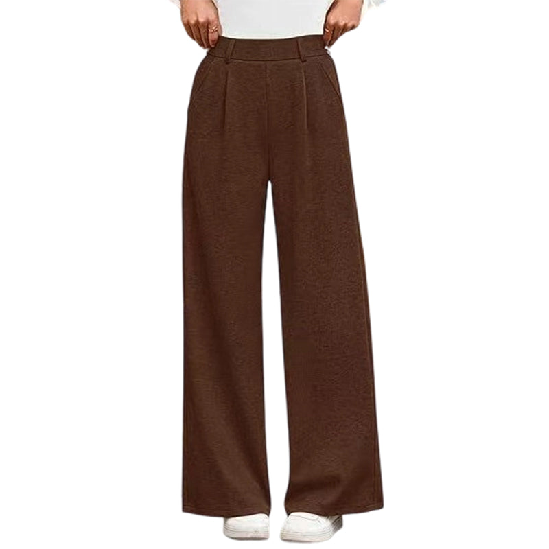 Pantalon large plissé taille haute pour femme