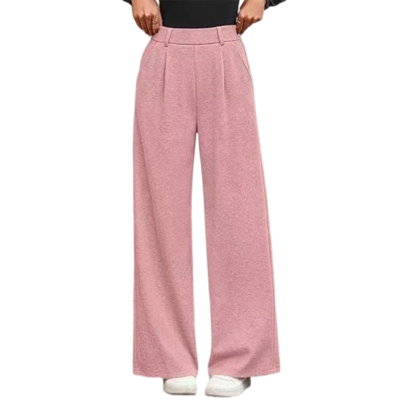 Pantalon large plissé taille haute pour femme