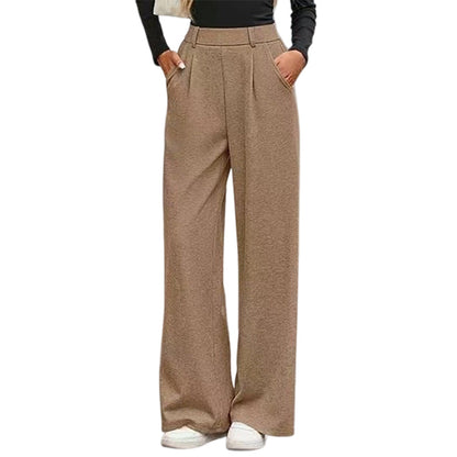 Pantalon large plissé taille haute pour femme