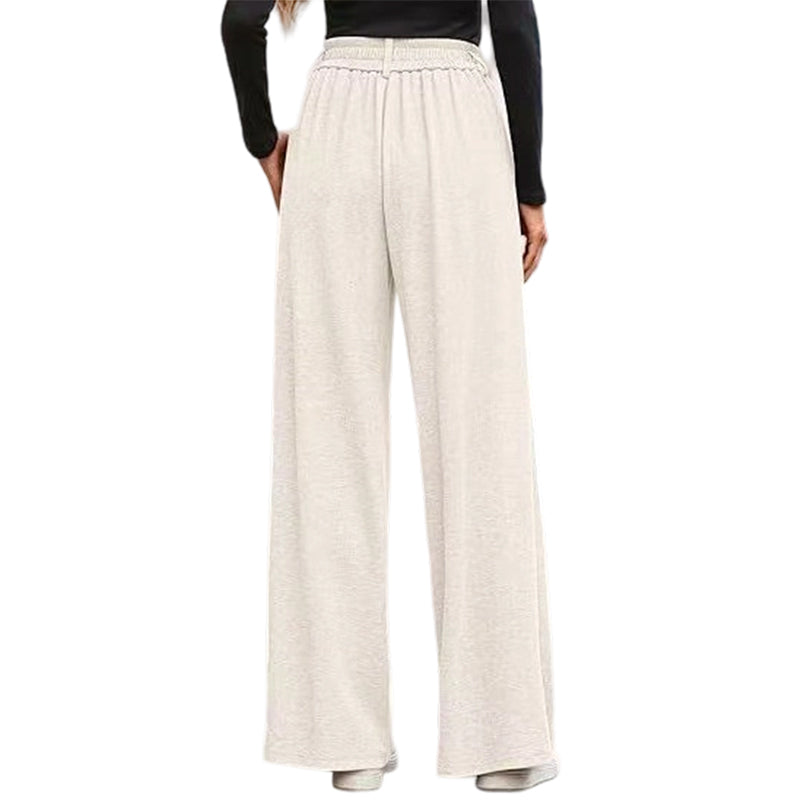 Pantalon large plissé taille haute pour femme