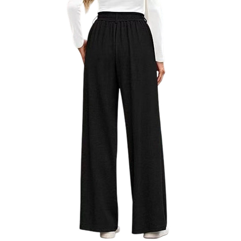 Pantalon large plissé taille haute pour femme