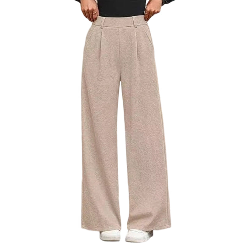 Pantalon large plissé taille haute pour femme