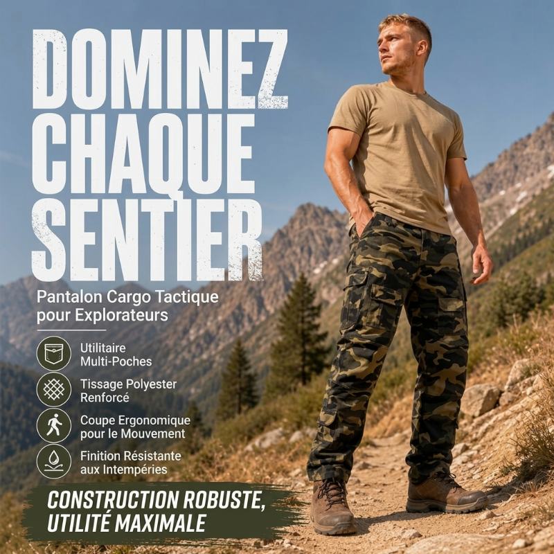 Pantalon cargo camouflage multi-poches pour hommes